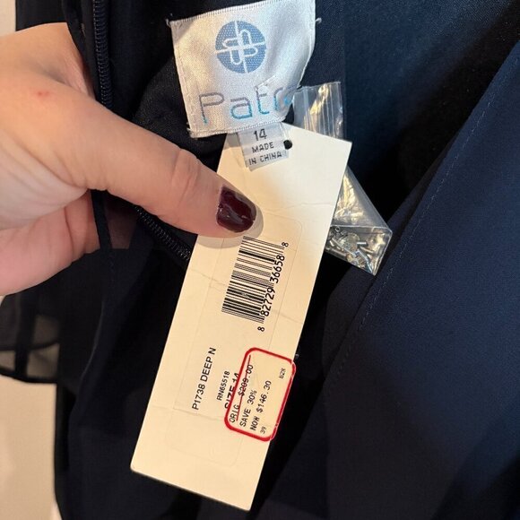 NWT Patra navy blue embellished illusion gown - Picture 7 of 7